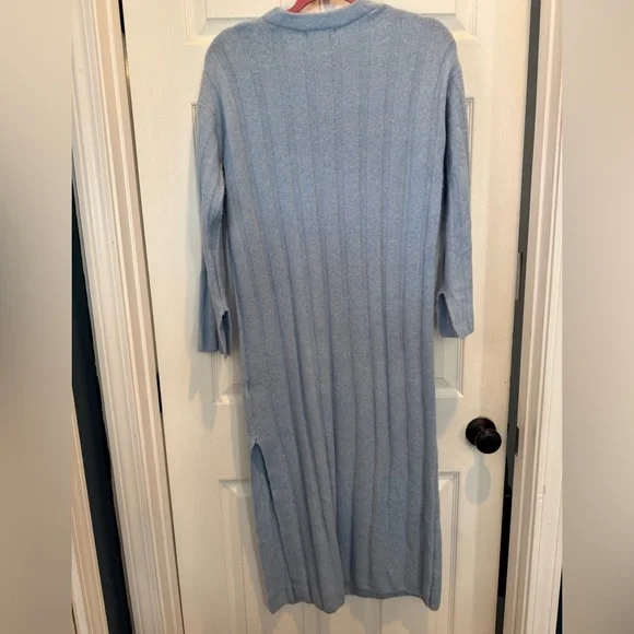 H&M Light Blue Ribbed Knit Midi Dress - Picture 6 of 7